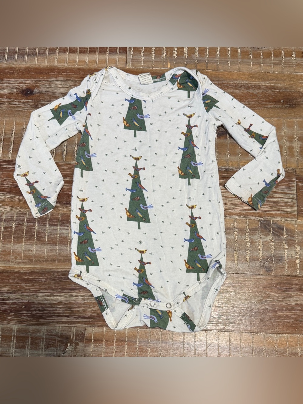 Kate Quinn retro bird tree Christmas bamboo onesie